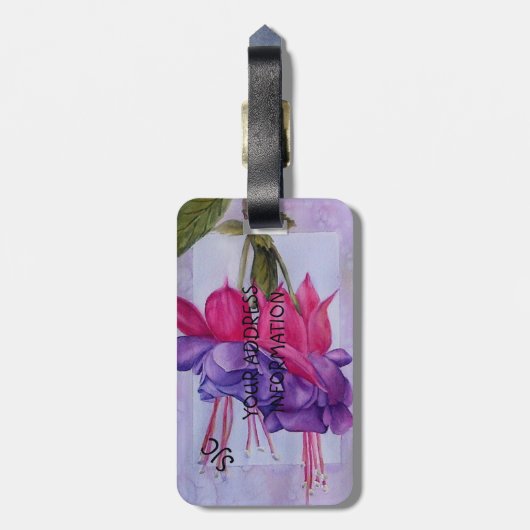 PINK PAARSE FUSCHIA PERSONALISEERD BAGAGELABEL (Achterkant verticaal)