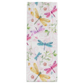 PINK PAARSE GEEL BLAUWE WATERVERF DRAGONFLIES WIJN CADEAUTAS (Voorkant)