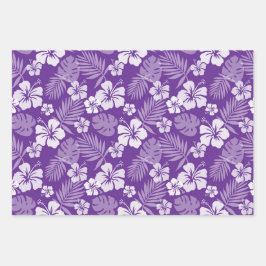 PINK PAARSE GEEL TROPISCHE HIBISCUS-STROMEN INPAKPAPIER VEL