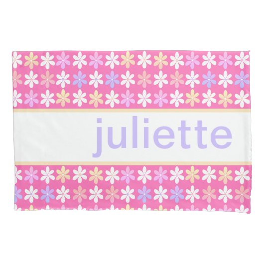 PINK PAARSE GEEL WITTE WIT KLEINE STROMEN PATROON KUSSENSLOOP (Voorkant)