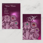 PINK PAARSE LACE-STROMEN, KLEURENMONOGRAM VOOR PAR VISITEKAARTJE (Voorkant / Achterkant)