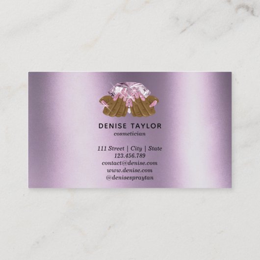 PINK paarse nagelsalon vrouw handnagels technicus Visitekaartje (Achterkant)