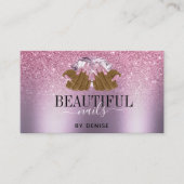 PINK paarse nagelsalon vrouw handnagels technicus Visitekaartje (Voorkant)
