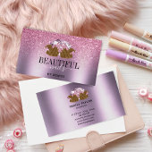 PINK paarse nagelsalon vrouw handnagels technicus Visitekaartje