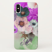 PINK PAARSE ROZEN, WITTE ANEMONERSTROMEN MONOGRAM Case-Mate iPhone CASE (Achterkant)