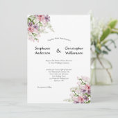 Pink Paarse Waterverf Floral Greenery Wedding Kaart (Staand voorkant)