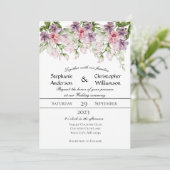 Pink Paarse Waterverf Floral Greenery Wedding Kaart (Staand voorkant)