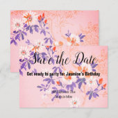 PINK PAARSE WITTE CHERRY BLOSSOM BEWAREN DE DATUM RSVP KAARTJE (Voorkant / Achterkant)