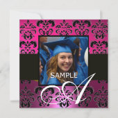 PINK PAARSE ZWARTE AFSTUDEREN DAMASKMONOGRAM KAART (Voorkant)