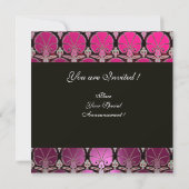 PINK PAARSE ZWARTE DAMASKCARNATIES MONOGRAM KAART (Achterkant)