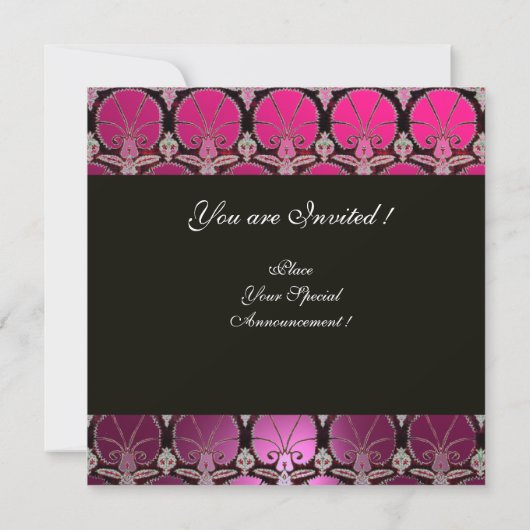 PINK PAARSE ZWARTE DAMASKCARNATIES MONOGRAM KAART (Achterkant)