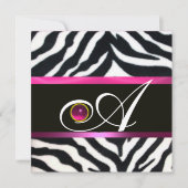 PINK, PAARSE ZWARTE WITTE ZEBRA FUR MONOGRAM fuchs Kaart (Voorkant)