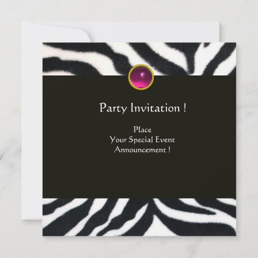 PINK, PAARSE ZWARTE WITTE ZEBRA FUR MONOGRAM fuchs Kaart (Achterkant)