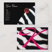 PINK, PAARSE ZWARTE WITTE ZEBRA FUR MONOGRAM fuchs Visitekaartje (Voorkant / Achterkant)