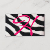PINK, PAARSE ZWARTE WITTE ZEBRA FUR MONOGRAM fuchs Visitekaartje (Achterkant)