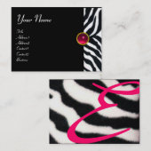 PINK, PAARSE ZWARTE WITTE ZEBRA FUR MONOGRAM fuchs Visitekaartje (Voorkant / Achterkant)