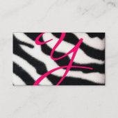 PINK, PAARSE ZWARTE WITTE ZEBRA FUR MONOGRAM fuchs Visitekaartje (Achterkant)