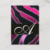 PINK, PAARSE ZWARTE WITTE ZEBRA-MONOGRAM VISITEKAARTJE (Achterkant)