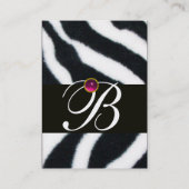 PINK, PAARSE ZWARTE WITTE ZEBRA-MONOGRAM VISITEKAARTJE (Achterkant)