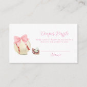Pink Pacifier Baseball Diaper Raffle Baby Shower Informatiekaartje (Voorkant)