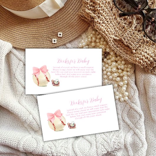 Pink Pacifier Baseball Sport Books For Baby Shower Informatiekaartje