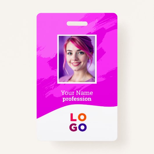 Pink Paint | Doctor, Nurse, Health Aide Photo ID Badge (Voorkant)