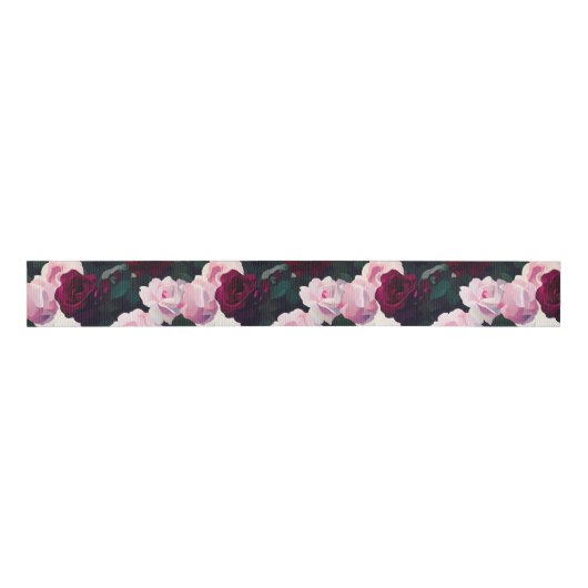 Pink Painted Roses Grosgrain Lint (Voorkant)