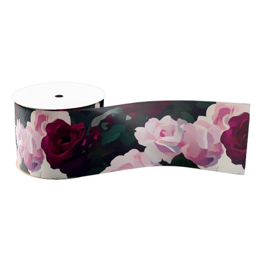 Pink Painted Roses Grosgrain Lint (Spoel)