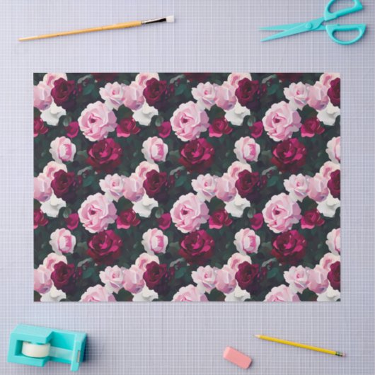 Pink Painted Roses Tissuepapier (Craft)