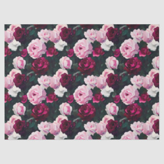 Pink Painted Roses Tissuepapier