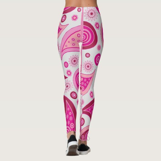 PINK PAISLEY BOHEMIAN YOGA PANTS LEGGINGS (Achterkant)
