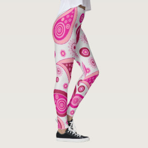 PINK PAISLEY BOHEMIAN YOGA PANTS LEGGINGS