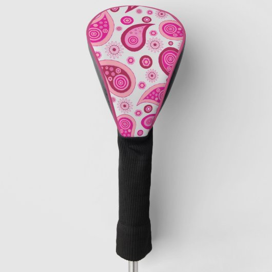 PINK PAISLEY BOHO GOLF DRIVER HOESJE GOLFHEADCOVER (Voorkant)