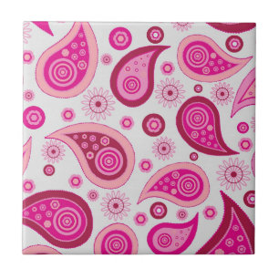 Pink Paisley Boho Pattern Tegeltje