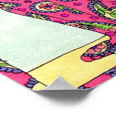 Pink Paisley Cat Folk Art Poster (Hoek)