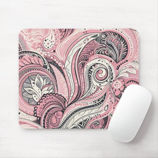 Pink Paisley De thuisstudio Muismat (Met muis)