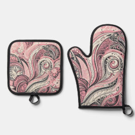 Pink Paisley De thuisstudio Ovenwant & Pannenlap Set