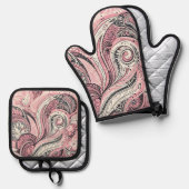 Pink Paisley De thuisstudio Ovenwant & Pannenlap Set (Voorkant / Achterkant)