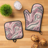 Pink Paisley De thuisstudio Ovenwant & Pannenlap Set (Top down)