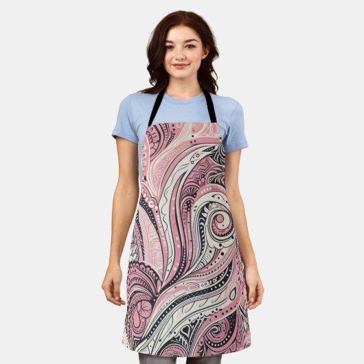 Pink Paisley De thuisstudio Schort (Gedragen)