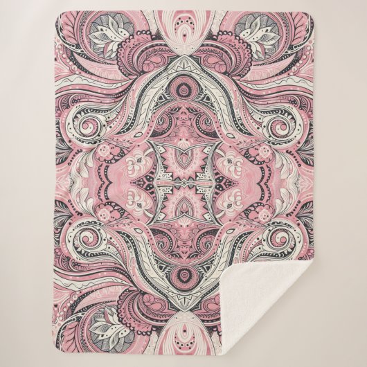 Pink Paisley De thuisstudio Sherpa Deken (Voorkant)