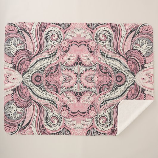 Pink Paisley De thuisstudio Sherpa Deken (Voorkant (horizontaal))