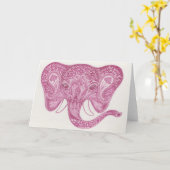 Pink Paisley Elephant Notecard Kaart (Gele Bloem)