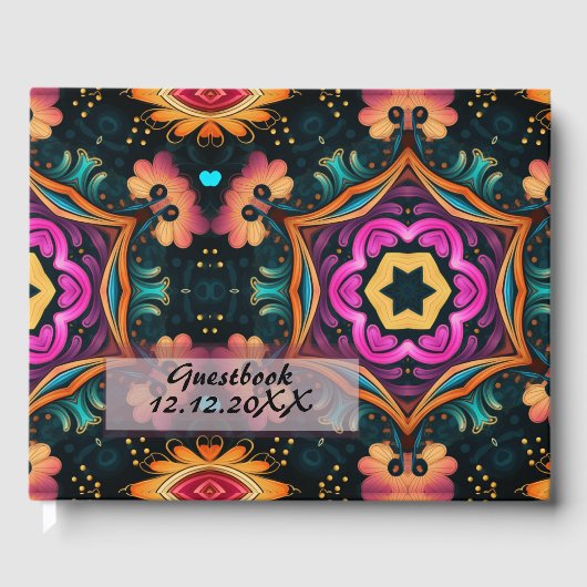 Pink Paisley Floral Gastenboek (Voorkant)