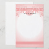 Pink Paisley Floral Monogram Briefpapier (Voorkant / Achterkant)