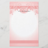 Pink Paisley Floral Monogram Briefpapier (Voorkant)
