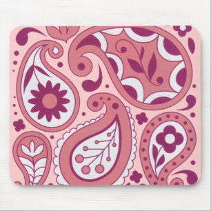 Pink Paisley Flower Mousepad Muismat