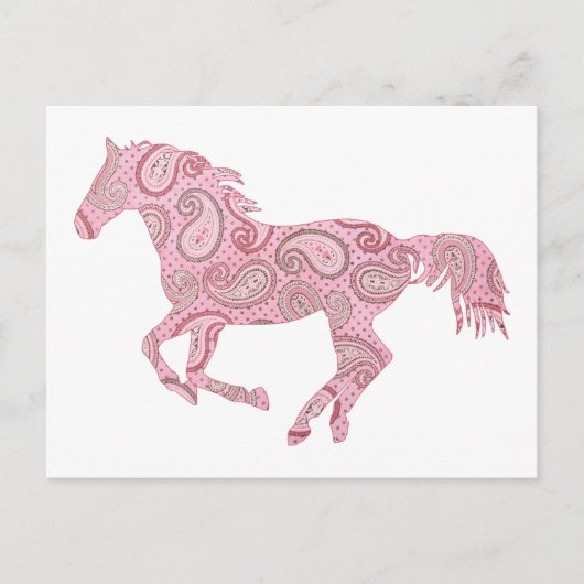Pink Paisley Horse Briefkaart (Voorkant)