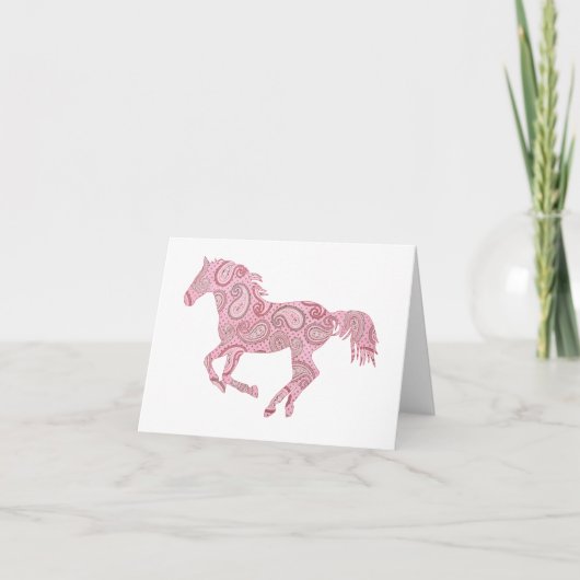 Pink Paisley Horse Kaart (Voorkant)