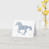 Pink Paisley Horse Note Kaart (Gele Bloem)